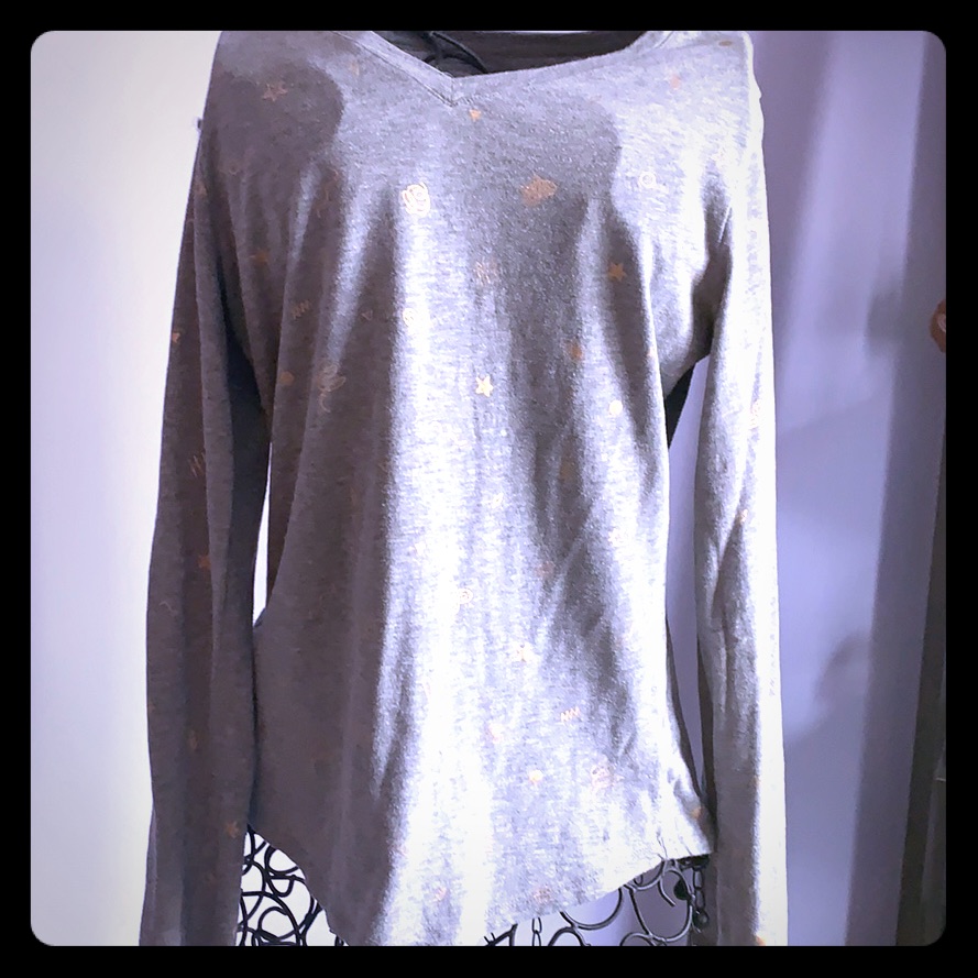 Gold Fun Pattered Long Sleeve Top